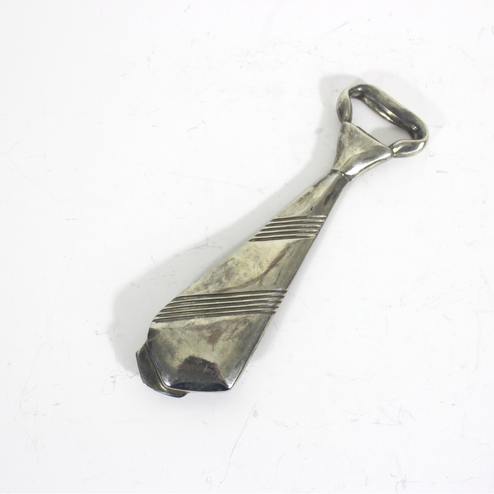 Silver Tie Shaped Bottle Opener, Beer or Pop Bottle Opener in the Shape of A Tie